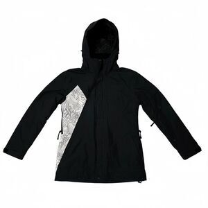 Powder Room Trilogy Snowboard Ski Jacket Black White Print RECCO 20K Small